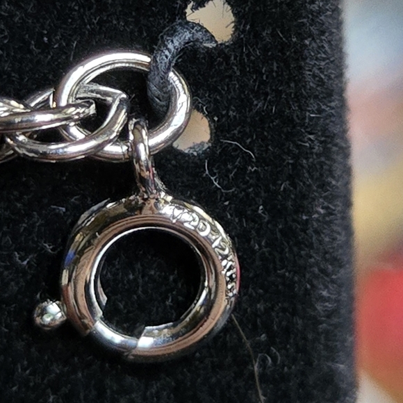 Sapphire 10k white gold charm & 12k rope bracelet GM motors 15year gift - Picture 6 of 11